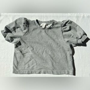 H&M women’s crop/waist length, Pugh sleeve crewneck sweatshirt top size Large D3